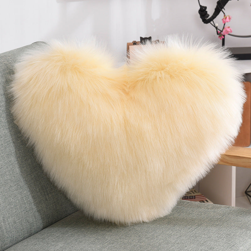 Heart-Shaped Plush Sofa Pillow