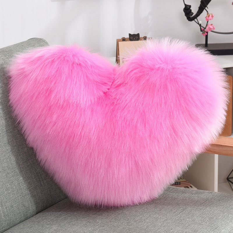 Heart-Shaped Plush Sofa Pillow