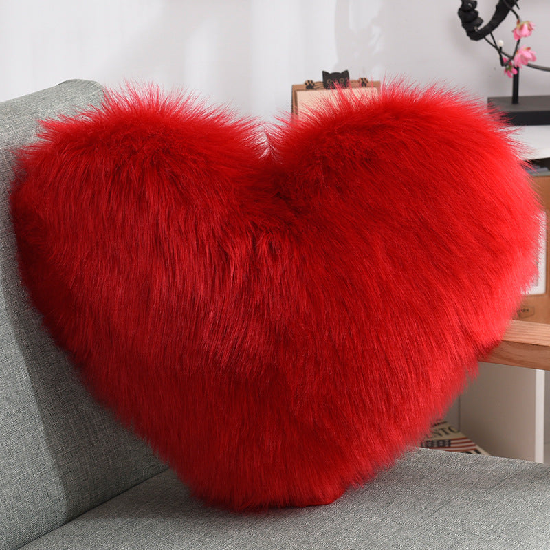 Heart-Shaped Plush Sofa Pillow