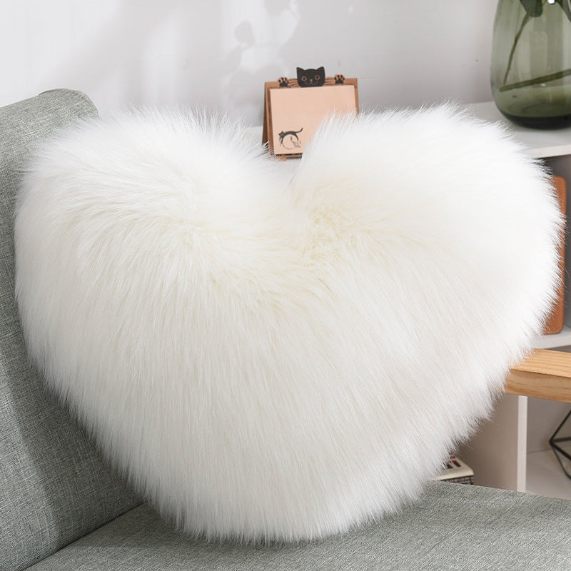 Heart-Shaped Plush Sofa Pillow