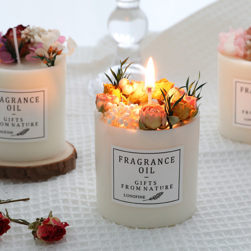 Dried Flowers Romantic Candles