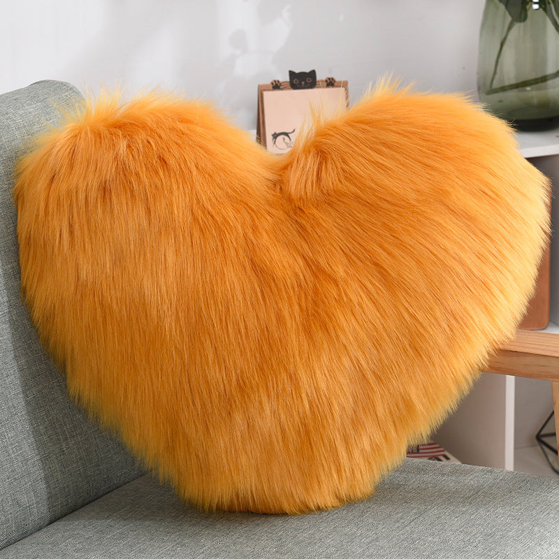 Heart-Shaped Plush Sofa Pillow